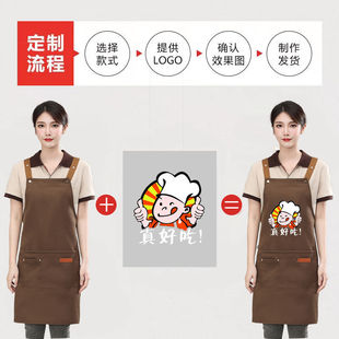 Advertising apron custom logo waterproof pvc catering hotel milk tea baking coffee shop waiter apron wholesale
