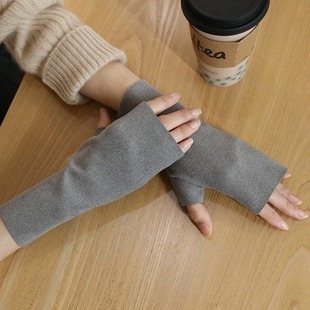 German velvet warm gloves half-finger gloves flexible writing mittens with pockets unisex self-heating wristbands