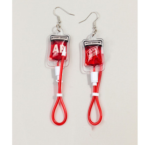 Europe and the United States cross-border creative sweet cool wind simulation plasma blood bag earrings personalized hot girl wind liquid color plasma earrings