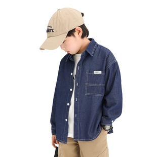 Zuoxi Boys Denim Shirt Children's Coat Spring and Autumn Long Sleeve 2025 New Spring Clothing Children's Clothing Western Style Boys Shirt