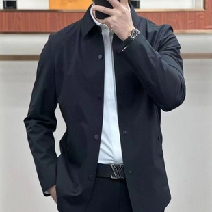 2023 Spring Men's Thin Solid Color Traceless Lapel Jacket Coat Business Casual Top Handsome All-match