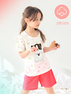 unifriend New Summer Children's Pajamas suit Girls' Home Clothes Pure Cotton Boys' Pajamas Cartoon Korean Style
