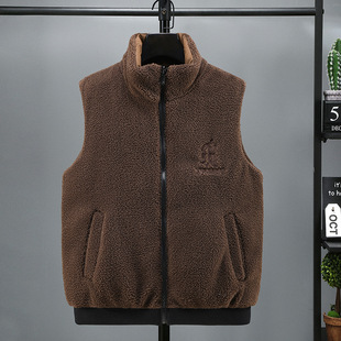 Cross-border Autumn and Winter New plus size Double-sided Wearing Cotton Vest Men's Warm Waistcoat Vest Lamb Velvet Trendy Brand Horse Clip