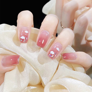 Nail Piece for nail wear short solid color patch small red book glitter manicure finished nail wear nail piece wholesale customization