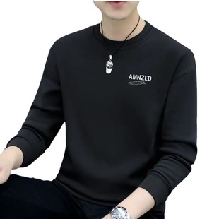 Autumn and Winter fleece-lined Thickened Warm Men's Long-sleeved Trendy Brand Sweatshirt New Inner Base Men's Sweatshirt Spring and Autumn Clothes