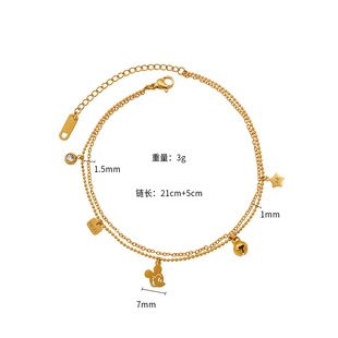 Cross-border beach multi-layer fashion metal lettering English letters diamond-encrusted anklet bell vintage footwear girls