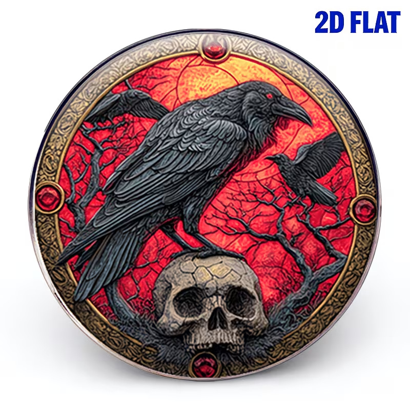 Cross-Border Gothic Style Black Crow Skull Stainless Steel Brooch Travel Souvenir Fashion Accessory Unisex