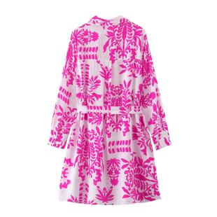 TAOP & ZA Summer New European and American Style Women's Wear with Belt Printing Long Sleeve dress 2492060