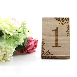 Cross-border Hot Selling Wedding Supplies Wooden Crafts Digital Seat Card Creative Home Furnishing Desktop Decorations Ornaments