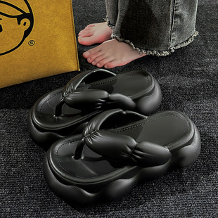 Thick bottom height-increasing flip-flops women's summer wear anti-slip anti-odor anti-poop feeling beach sandals