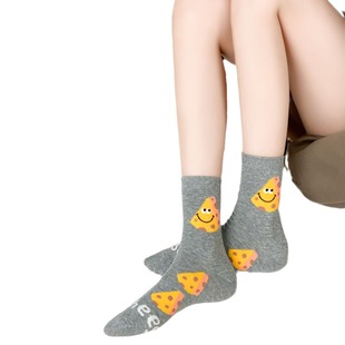 Dongdaemun New Beige Cookies Women Socks Popcorn Cartoon Cotton Socks Women Black Solid Color Socks