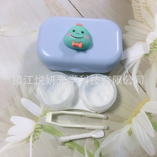 Three-dimensional cartoon contact lens box spot wholesale with mirror clamp tweezers companion box double box nursing beauty pupil box