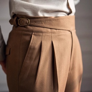 Autumn and Winter 2023 New Italian Style Naples High Waist Straight Long Pants British Men's Casual All-match Trousers