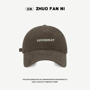 South Korea Trendy Brand Letter Embroidered Baseball Cap Men's and Women's Korean Style Fashionable Simple All-Match Washable Cotton Cap for Small Face