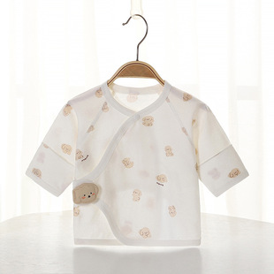 Newborn Half-back Clothes Summer Baby Boneless Pure Cotton Thin Newborn Baby Top Air-conditioning Clothes Pajamas Velcro