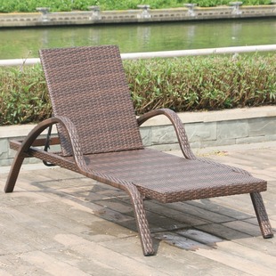 Outdoor Leisure Lounger Waterproof Sunscreen Swimming Pool Beach Garden Sunshine Room Balcony Outdoor Courtyard Rattan Lounger