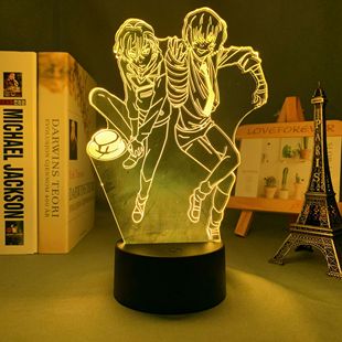 Anime Wenhao Wild Dog Series 3D Night Light Black White Crack Touch Remote Control Colorful Dimming USB Battery