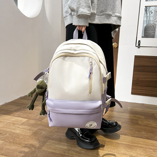 Backpack school bag large capacity waterproof Oxford cloth wholesale school bag burden relief high school students college students retro backpack