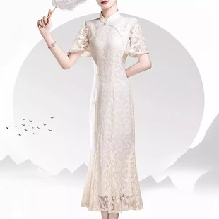Lace Cheongsam New 2024 New Improved Young Girl Fishtail Small Daily Dress Autumn and Winter