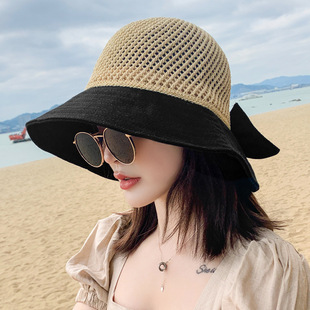 Summer 2024 New Arrival Fisherman Hat Women's Korean Style Trendy All-match Sunshade Hat Sunscreen Hollow Rim Face Covering