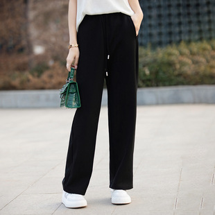 2024 Spring and Summer New Women's Tencel Casual Pants Slim-Fit Slimming Thin High Elastic Straight Leg Wide-Leg Trendy Pants