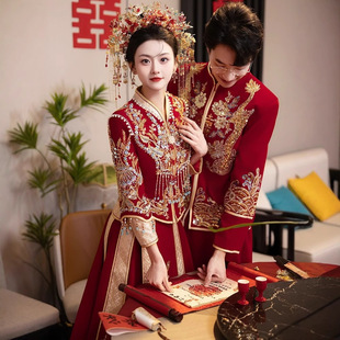 Spring Xiuhe Dress New 2025 Chinese Wedding Dress Bride Red Dress Heavy Industry Slimming Wedding Cabinet Toast Dress