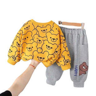 Baby Spring Clothes Set 2022 New Boys Spring and Autumn Fashionable Cartoon Two-piece Set Infant and Toddler Clothes Trendy