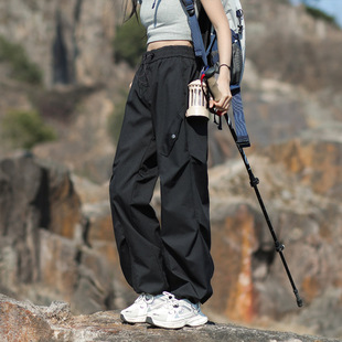 Narrow Sports Pants Women's Spring and Autumn Casual Pants Slim Look Wide Leg Pants Men's Straight Pants Single Layer Wear-resistant Quick-drying Mountain Shell Pants