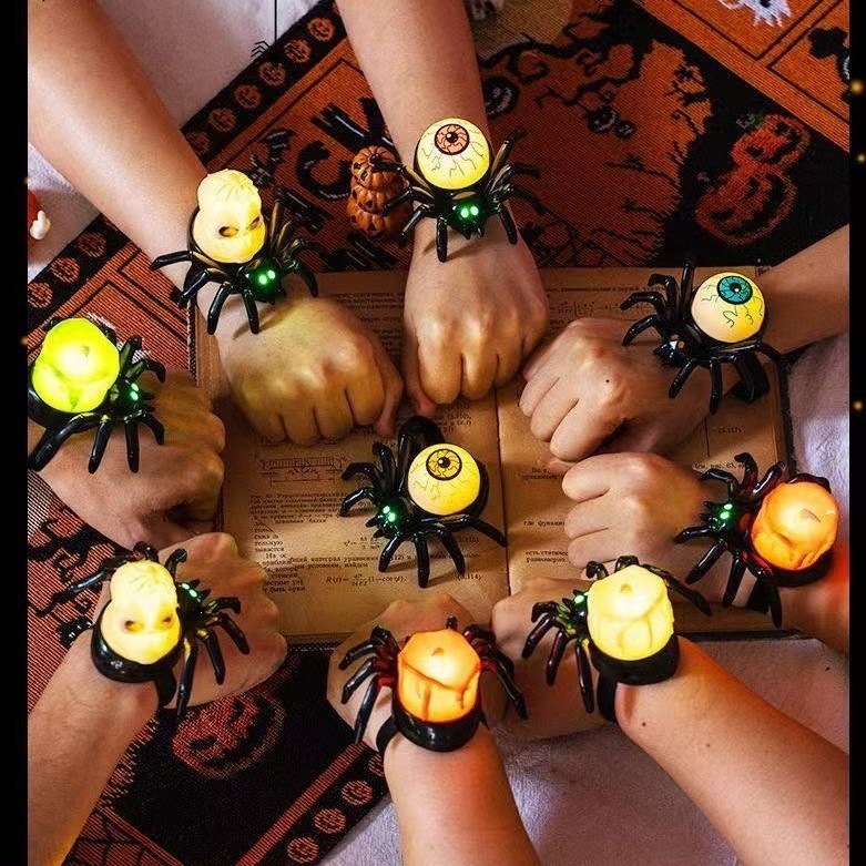 Halloween decorative wrist candle lamp spider backlight wristband watch children's toy atmosphere decoration props ornaments