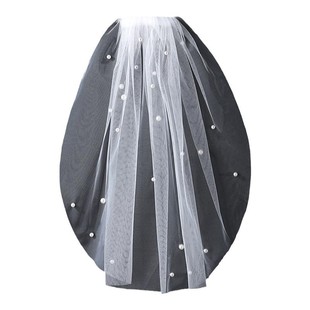 Veil Bride Wedding Dress Headwear Simple Short Artificial Pearl Embellishment French Korean Style Wedding Photo Photography Hair Accessories