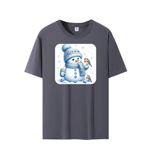 Christmas Cross-border European and American Size Adult Men's and Women's Spring and Summer Cotton Short-sleeved T-shirt 674