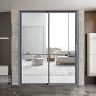 Kitchen Sliding Door Very Narrow Triple Linkage Balcony Living Room Hanging Rail Tempered Glass Sliding Door Bedroom Partition Sliding Door