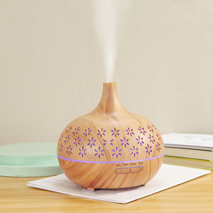 400ml aromatherapy machine colorful night light six-leaf grass hollow luminous humidifier wood grain air purification factory wholesale