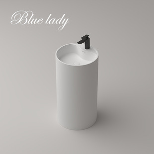 Blue Lady Polymeric Artificial Stone Column Basin Integrated Floor Wash Basin Integrated Column Basin