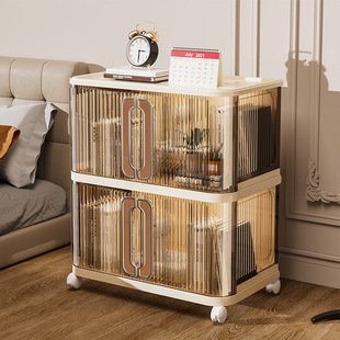 Folding Storage Cabinet Double-door Large-capacity Multi-functional Household Kitchen Storage Cabinet Plastic Floor Multi-layer Storage Cabinet