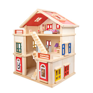 Children's Play House puzzle toy House wooden simulation Villa wooden large doll house boys and girls toys wholesale