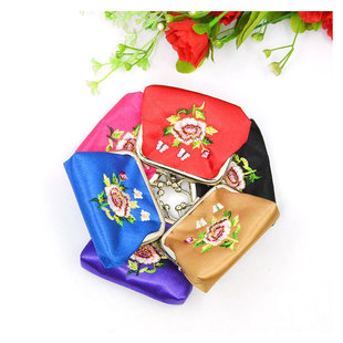 3 inch embroidered soft clip silk coin purse Small Brocade iron clip ladies wallet spot wholesale