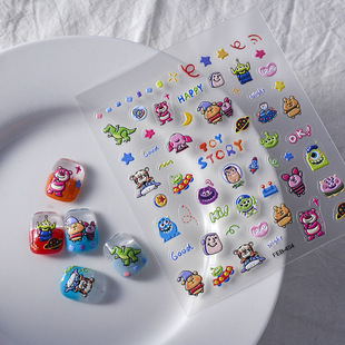 Nail sticker paper online popular embossed 5D Japanese cartoon bear thin tough waterproof nail decals factory wholesale