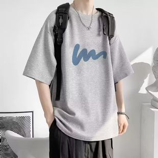 Short-sleeved T-shirt Men's Summer Half-sleeved Men's 2023 New Fashion Brand Ins Loose Half-sleeved All-match Top for Boys