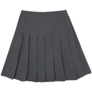 Sweet Cool Spring and Summer Black Pleated Skirt A- line Skirt Anti-glare Women's Half-length Skirt White High Waist Short Skirt Small plus size