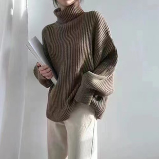 Lazy style turtleneck sweater women's autumn and winter New Korean style retro loose slimming pullover long sleeve sweater top