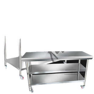 Double-layer stainless steel anti-static workbench movable with wheels factory table workshop workbench non-slip