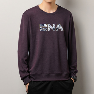 Round neck sweater men's spring and autumn new printed T-shirt fat plus size loose ins fashion brand casual all-matching top