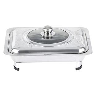 Cross-border Stainless Steel Square Dining Oven for Grilled Fish Alcohol Oven Buffet Oven Glass Combination Cover Four-leg Oven Removable