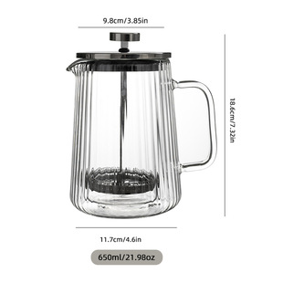Cross-border Hand-made Coffee Pot Borosilicate Glass Filter Pressure Pot Household French Double-layer Heat-resistant Cold Extract Pot for Milk Foam