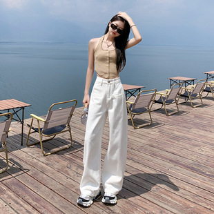 White Wide Leg High Waist Jeans Women's 2025 Spring and Summer American Style High Street Slimming Spice Girls Loose Straight Pants