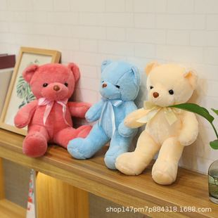 Cute Ribbon Teddy Bear Plush Toy Wholesale Girl Gift Hug Bear Doll Doll Ten Color Bear