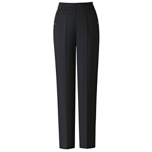 Mother's Winter Trousers Middle-aged Women's Pants High Waist Elastic Casual Thickened Straight Pants fleece-lined Warm Pants for the Elderly