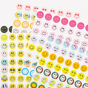 Spot wholesale 10mm color smiling face sticker diy decorative smiling face sticker children's reward label