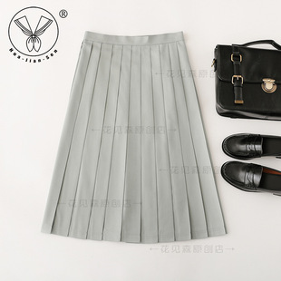 Original JK Solid Color Pleated Skirt Top Student All-Match College Style A- Line Skirt Basic Student Dress Skirt Skirt